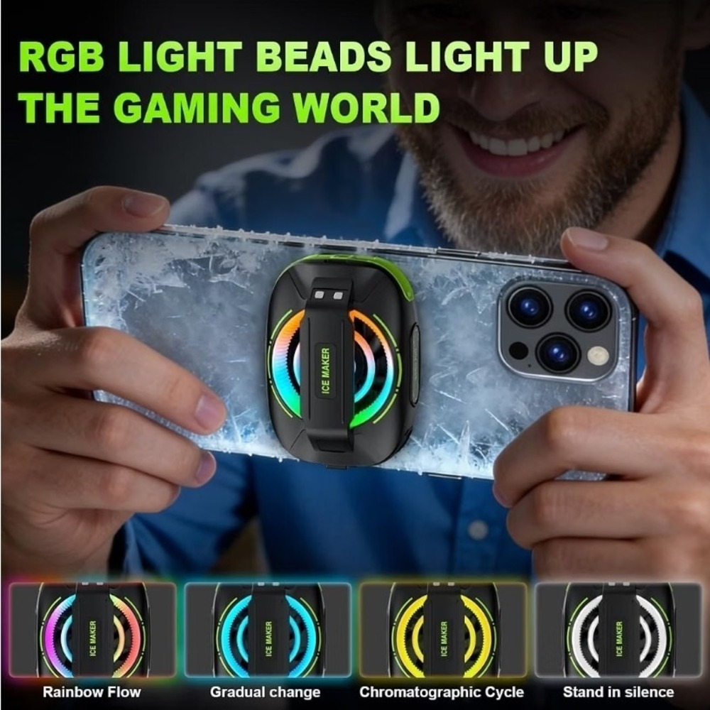 Wireless Phone Cooler for iPhone Android RGB Light Wireless Charging Cooling Fan - Picture 5 of 7